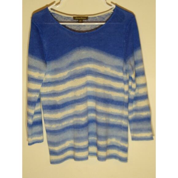 TOMMY BAHAMA Shibori Striped Print 100% Linen Sweater Top Size SP - Picture 1 of 11